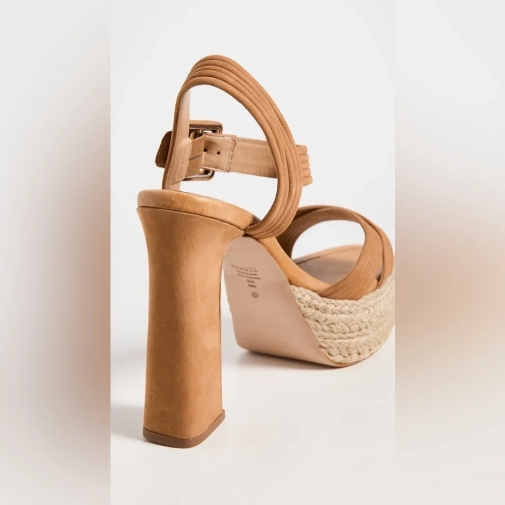 Schutz Blisse Platform Sandals - Nude Caramel - size 9